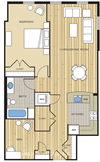 1 Bed1 Bath Den 853sf Floor Plan 1 Bed1 Bath Den 853sf Floor Plan at Clayborne Apartments, Alexandria, VA